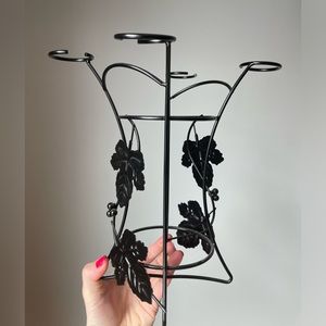 Metal wine bottle & 4 glasses holder